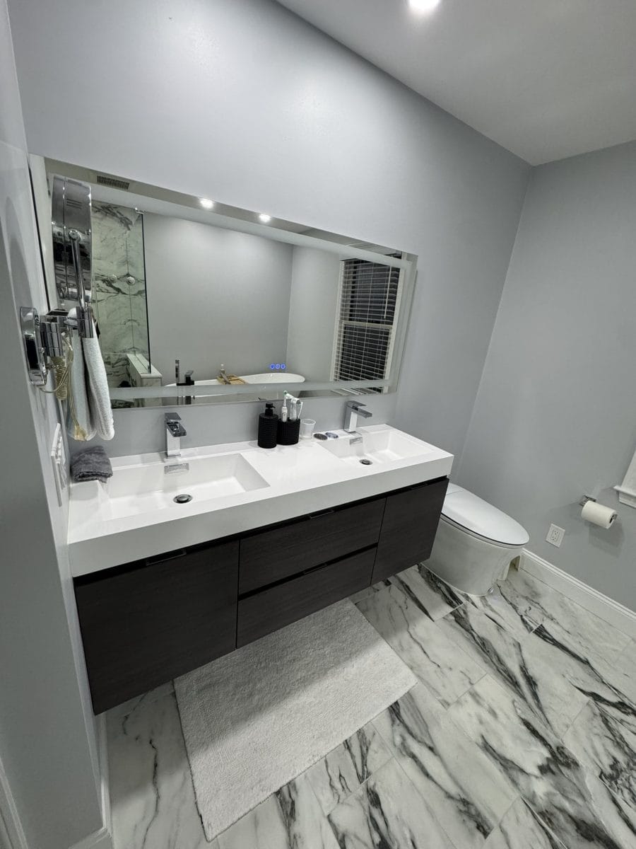 Bathroom renovation by High Pace Construction, featured in Westwood Living