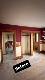 Before — kitchen stripped to the studs during demolition