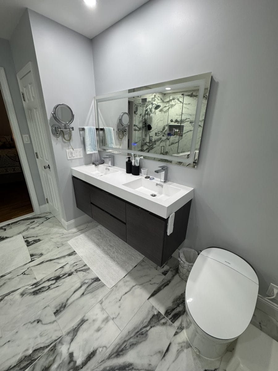 Bathroom renovation by High Pace Construction, featured in Westwood Living