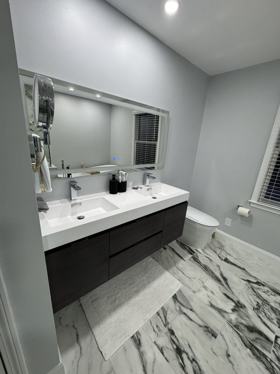 Bathroom renovation by High Pace Construction, featured in Westwood Living