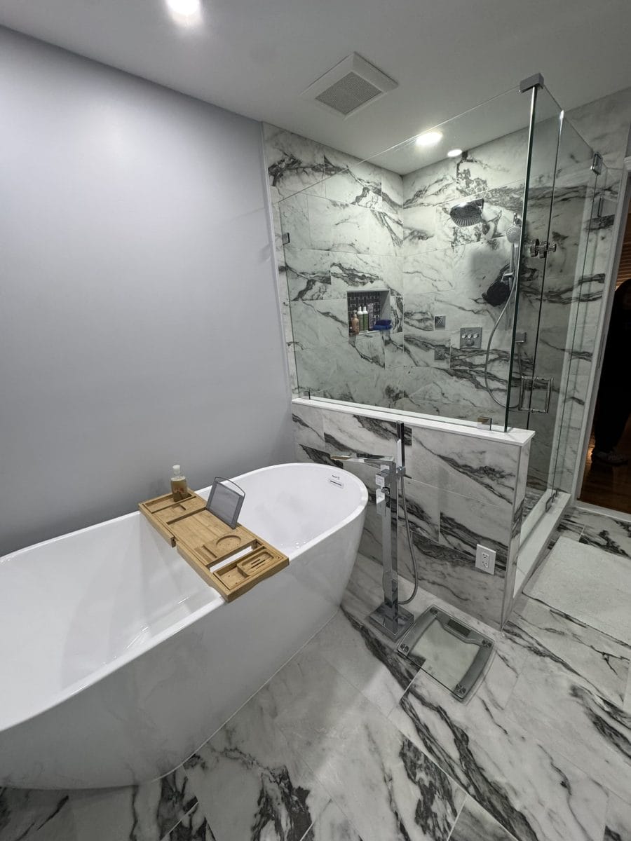 Bathroom renovation by High Pace Construction, featured in Westwood Living