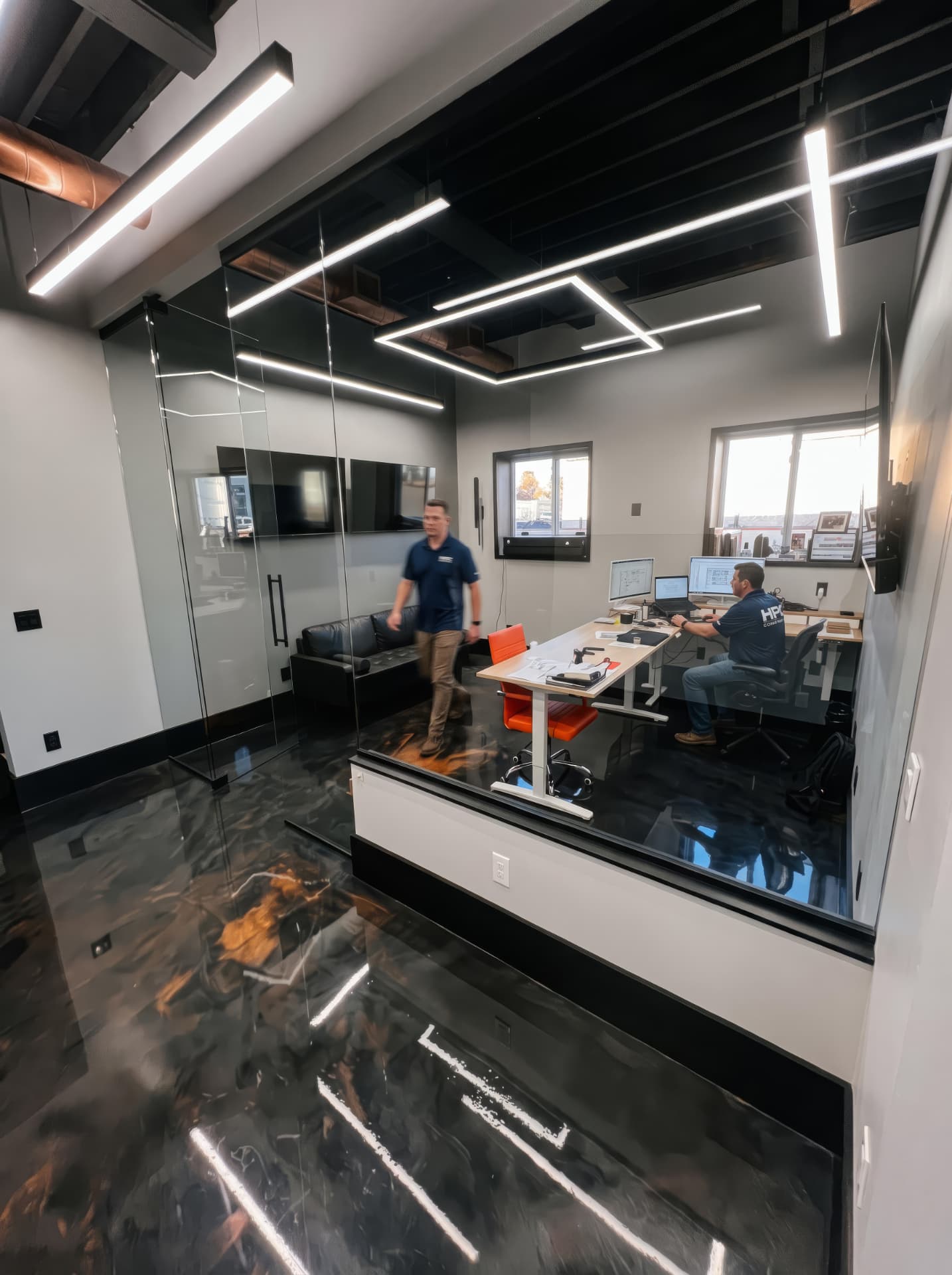 High Pace team in the office lounge and meeting area