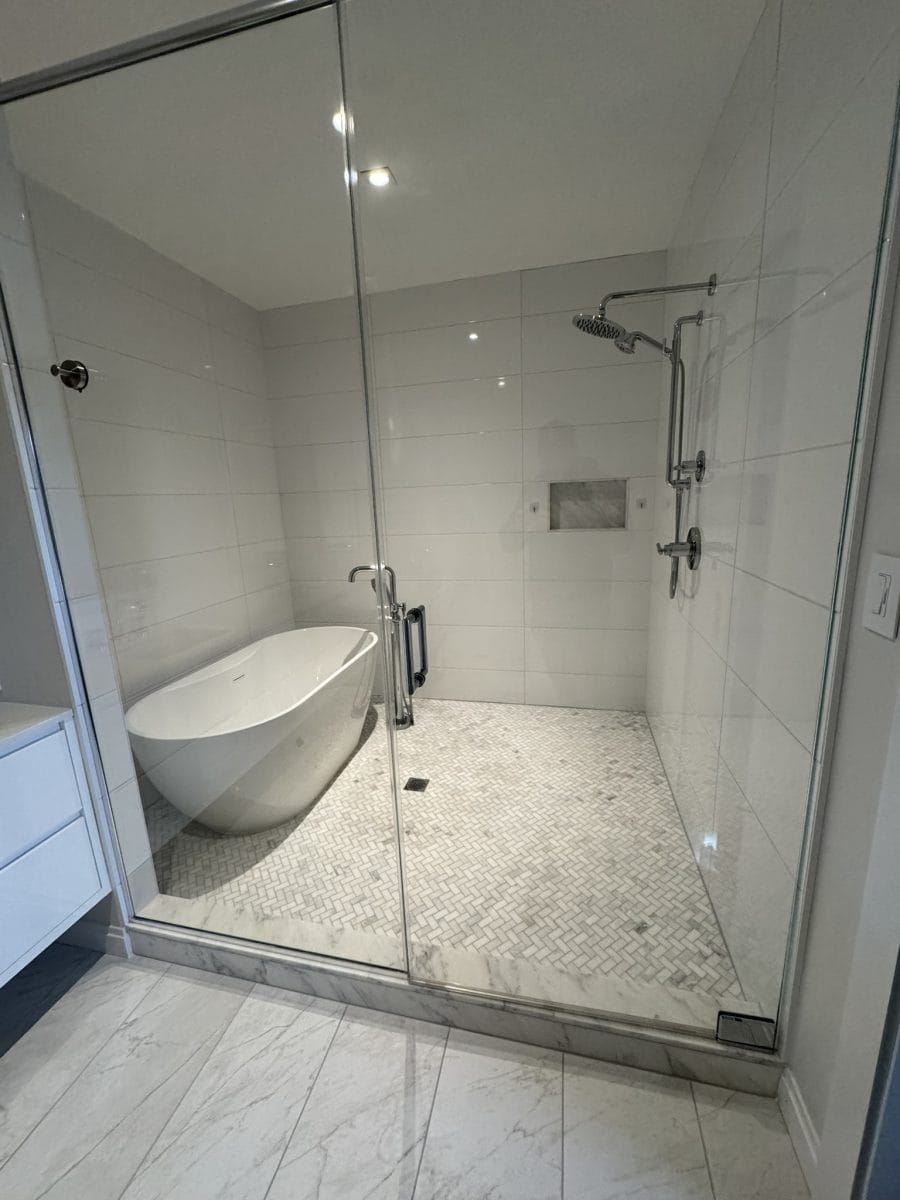 Bathroom renovation by High Pace Construction, featured in Westwood Living