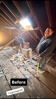 Before — attic during demolition with exposed joists