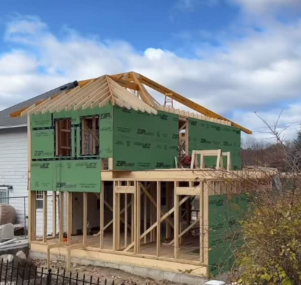 Framing underway on a home addition project