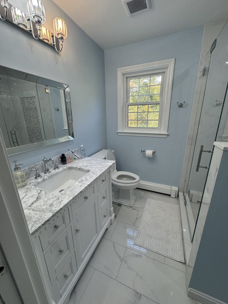 Bathroom renovation by High Pace Construction, featured in Westwood Living