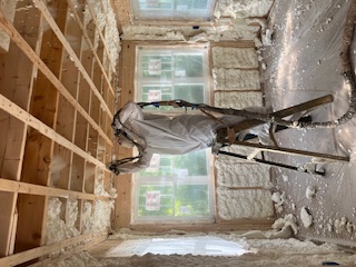 On-site insulation work during a home renovation